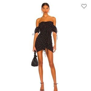 Revolve, More to Come- Emily off shoulder dress in black floral